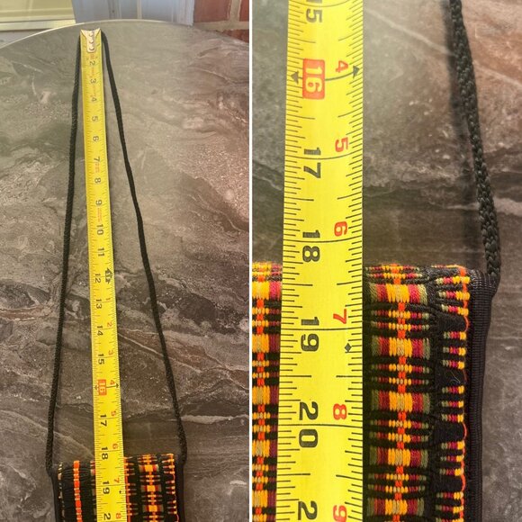 African Inspired Crossbody Bag Tribal Pattern - Flap and Zipper Pocket- Handmade - Picture 6 of 12